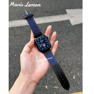 Manis Lemon สายนาฬิกาข้อมือ เดนิม for Apple Watch band Serie 9 8 3 5 4 SE 6 7 2 1 Ultra 49 45 44 40 41 38 42 mm มม.