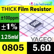 5.6Ω 0805 ±1% 125mW Thick Film Resistor SMD 150V ±1% ±200ppm/ C 5.6R 5r6 5R60 RC0805FR-075R6L YAGEO