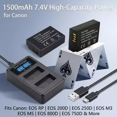 High Capacity PURFIELD LP-E17 1500mAh Camera Battery LED Dual Charger for Canon EOS R8 RP R50 200D 2