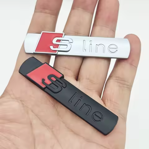 2pcs 3d Metal S Line Logo Sline Badge Car Fender Side Emblem Sline Sticker for Audi Q3 Q5 Q7 Q8 A1 A