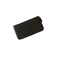 Tochigi Leather Long Wallet Wallet Ladies Men's Leather Wallet Genuine Leather Cowhide Round Zipper (Black x Purple)