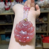 Natural Strawberry Crystal Nine-Tailed Fox Necklace Crystal Pendant Fox