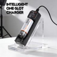 POWERKAN แท่นชาร์จแบตเตอรี่ 2A สำหรับแบตเตอรี่ Li-Ion | ใช้งานได้กับแบตเตอรี่ 18650, 21700, 26650, 2