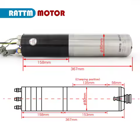 1.8KW ISO20 ATC Spindle Motor Water cooled Cooling Automatic tool change 2.2KW Fuling VFD for CNC Me