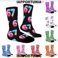 IAPPORTUNIA 67 Meme Crew Long Socks, Cartoon Cotton 67 Meme Ice Cream Socks, Funny Warm Lightweight 