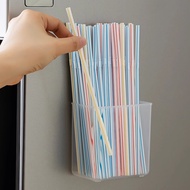 Wall-Mounted Straw Storage Box No Need To Drill Holes For Kitchen Living Room And Office High Capaci