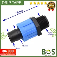 Bosplant - Drip Tape Connector Thread 1/ 2 Inch To 16mm Hose 20mm or 5/8