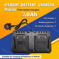 NAIXIKA MAKITA 2A Pengisi Bateri Lithium Dua Tempat Pengisian Cepat 2.0A dengan Pelbagai Perlindunga