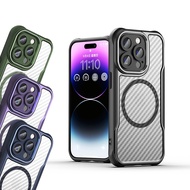 【VXTRA】領先Pro iPhone 14 Pro 6.1吋 鋁合金鏡頭框 碳纖紋磁吸防摔殼 手機殼