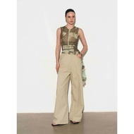 DEZUS Women's Beige Jeans Straight Wide Leg Elegant High Waist WOITA PANTS - U4WW240907