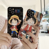 One Piece Luffy Leather Lambskin Stripe Phone Case Huawei P20 P30 P40 P50 Lite Y6S Y6 Y7 Y9 Prime Pro 2019 2018 Y8P Y9A Y7A Nova 3e 4e P Smart Plus Z S 2021 Camera Protection Cover