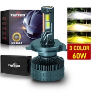 TUFFOO 1 Piece H4/HS1 3 Color LED Headlight Bulb For Motocycle High/Low Beam - 60W 14000LM-6000K/300