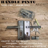 HANDLE PINTU/GAGANG PINTU UKURAN KECIL/SMALL SIZE FULL BESI CHROME SATU SET MURAH