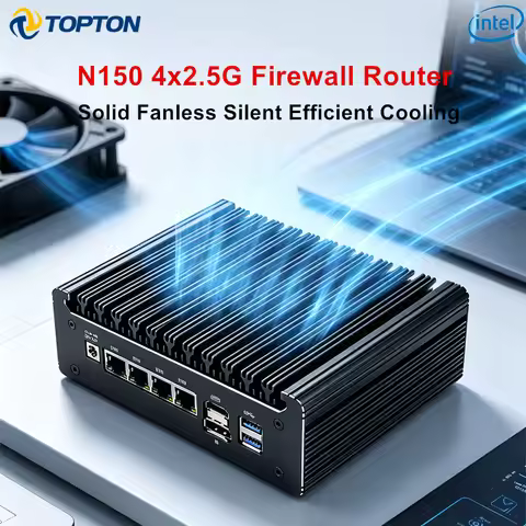 Topton Solid Fanless Firewall Mini PC Intel N150 Core I5 8250U I3 8145U 6405U 4417U 4x2.5G LAN Home