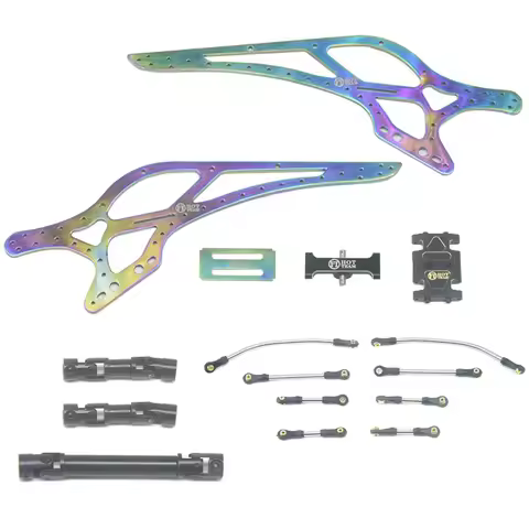 Titanium LCG Chassis Frame with Chassis Links & Driveshaft & Hanger Beam and Brass Skid Plate Set fo