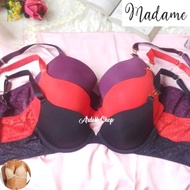MADAME Bra Black Lace Underwire Push UpWanita 36D 36E 38D - WL