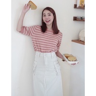 Malon.korean Hyacinth Bloom Striped Sweater-Knitted Sweater Knitted Top Loose Autumn Winter Long-Sle