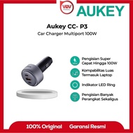Aukey CC-P3 Car Charger 100W PPS 3 port USB & Type C Fast Charging LED Indicator Samsung Apple Lapto