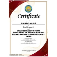 1 Certificate July 1-3, 2025 Inclusive Education Seminar