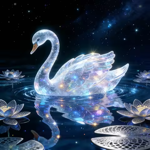 Crystal Glowing Swan on Starry Night Lake 5D DIY Full Diamond Painting Kit Diamond Sticker Handmade 