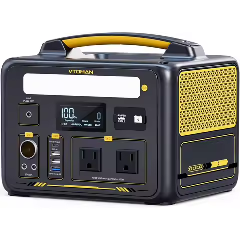 Portable 600W Power Station, 299Wh LiFePO4 Battery, Jump Start & 1200W AC Outlet, 60W USB-C, 3x 12V 