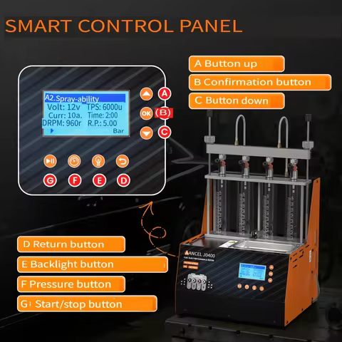 Ultrasonic Fuel Injectors Cleaner Tester ANCEL JC400 4 Cylinder GDI Injectors Machine Kit Car Fuel I