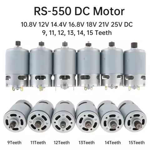 RS550 DC Motor 9/11/12/13/14/15 Teeth 10.8V-25V Engine Electric Motor High Torque Gear Box for Elect