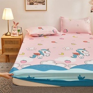 Cartoon 3 In 1 Fitted Bedsheet Cover Cute Mattress Protector Cover King Queen Single Size Bed Sheet Set with 2 Pillowcase