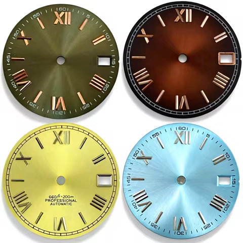 28.5mm Roman Numerals Markers Watch Dial Sunburst Texture No Logo For Seiko Datejust NH35 4R35 Autom