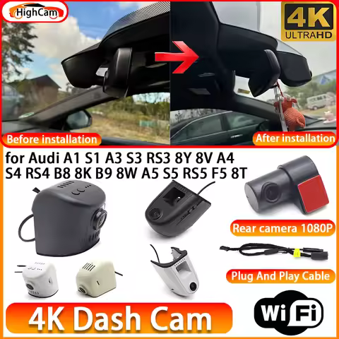 for Audi A1 S1 A3 S3 RS3 8Y 8V A4 S4 RS4 B8 8K B9 8W A5 S5 RS5 F5 8T OEM 4K DVR Dash Cam Front Rear 