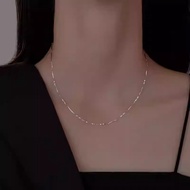 Silver Plated Pt950 Platinum Necklace Women 18k White Gold Plain Chain Platinum Plain Necklace Flash