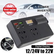 LITIMESSGO Car Inverter 200w Dc 12v/24v To Ac 220v Converter On/off Adapter Usb/pd/type-c 3.0 Power 