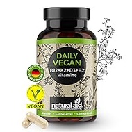Daily Vegan - Vitamin B12 + K2 + D3+ B2 Complex - Capsules High Dosage, 120 Capsules (4 Month Supply), Especially for a Vegan / Vegetarian Diet, Gluten Free, Lactose Free, Made in Germany