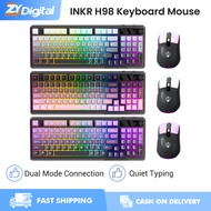 INKR Keyboard Mouse Set H98 Dual Mode + 15-Day Battery Office Home Gasket Structure + Media Knob