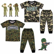 MILITARY FULL PRINT Cotton Kids Pajamas - Pyjamas Sleepwear Boys Baju Tidur Askar Budak Kanak-Kanak 