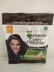 Garnier color natural hair Pewarna rambut 20g + 20ml warna Coklat No 4 yang menjadikan rambut terawa