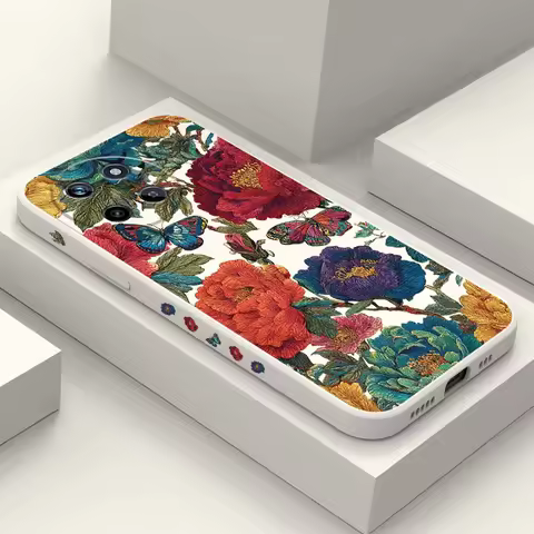 Embroidery Flower Phone Case For OPPO Realme 14 13 12 11 10 9 9i 8 8i 7 Pro Plus C35 C21Y C25Y C25 4