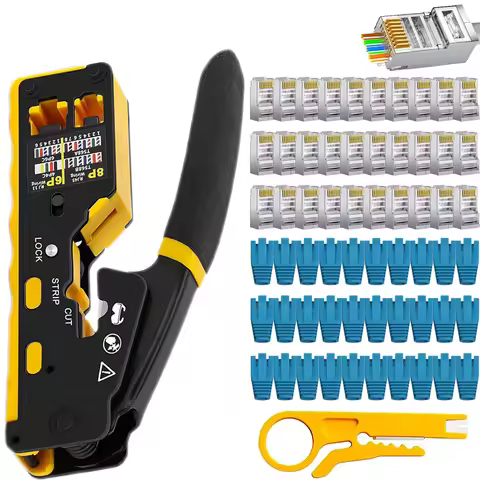 RJ45 CAT7 CAT6A Crimping Tool Connector for Cat7/6a/6/5e Network Connector Wire Cutter Wire Stripper