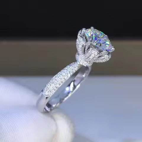 Morganite Ring VVS1 Grade Laboratory-Grown Diamond 1/2/3/5 Carat Gla Certification Women's Engagemen