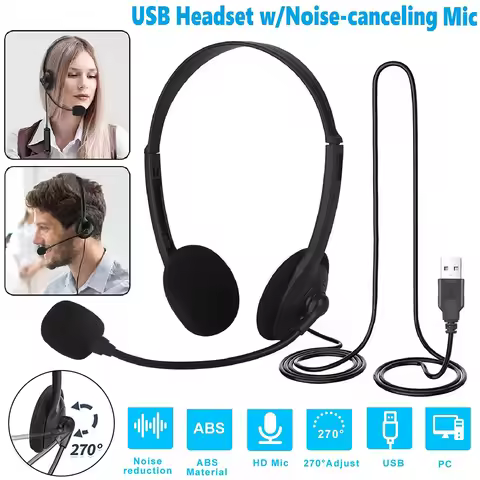 Noise Cancelling Headphones PC Gaming With Microphone USB Wired Computer Headset Headset Wired for C