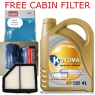 HONDA HRV T7A AIR FILTER + OIL FILTER + KOYOMA 10W40 SEMI SYNTHETIC ENGINE OIL