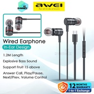 Awei PC-12T Wired Earphone Stereo Sound Awei PC-13T Wired Headphone Awei Earphone 1.2M Length Awei P