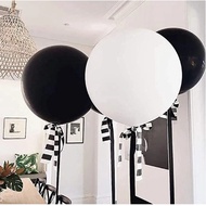 PUTIH HITAM Latex balloon 36 inch Doff 36" Jumbo black and white round balloon