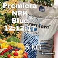 5kg / Premiera NPK Blue 12:12:17:2 + TE / Baja Import Keluaran Behn Meyer / Baja Menggalakkan Pengeluaran Bunga &amp; Buah