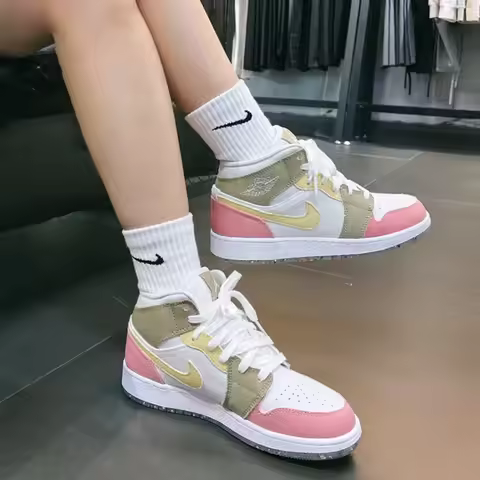 Nike women's sneakers Air Jordan 1 Mid AJ1 Joe 1 basketball shoes DJ0338-100