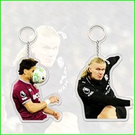 Haaland classic shooting move football star acrylic keychain student bag pendant