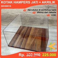 Teak Wood Base Hampers Box + Acrylic 30x30x15