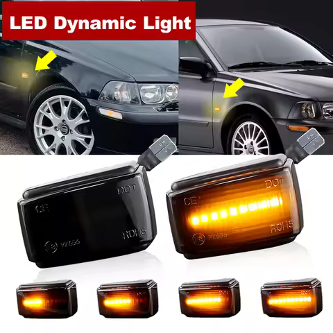 2Pcs For Volvo 240 260 262 740 760 780 850 LED Dynamic Side Marker Lights Turn Signal Blinker Lamps 