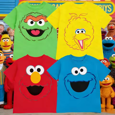 Sesame Street Toddler Boy Girl T-Shirts Elmo Oscar Big Bird Cookie Monster Cute Cartoon Character Me