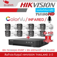 HIKVISION ชุดกล้องวงจรปิด 2 MP 8 CH DS-2CE16D0T-LFS x 8 + iDS-7208HQHI-M1/XT กล้องมีไมค์ในตัว IR 30 